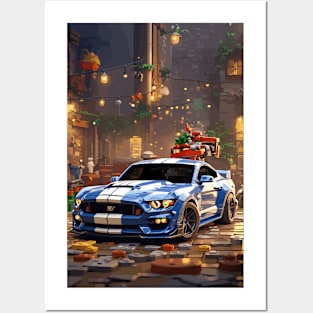 Technician American Muscle Car Blue and White Posters and Art